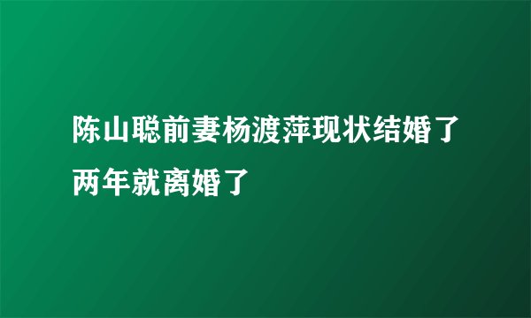 陈山聪前妻杨渡萍现状结婚了两年就离婚了