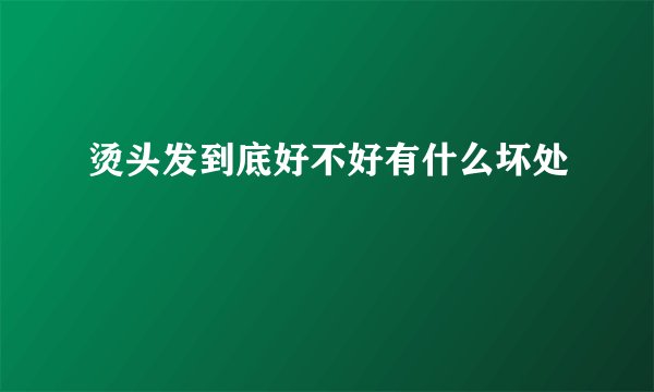 烫头发到底好不好有什么坏处