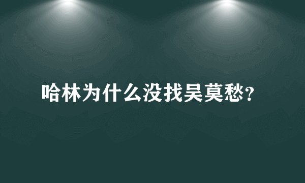 哈林为什么没找吴莫愁?