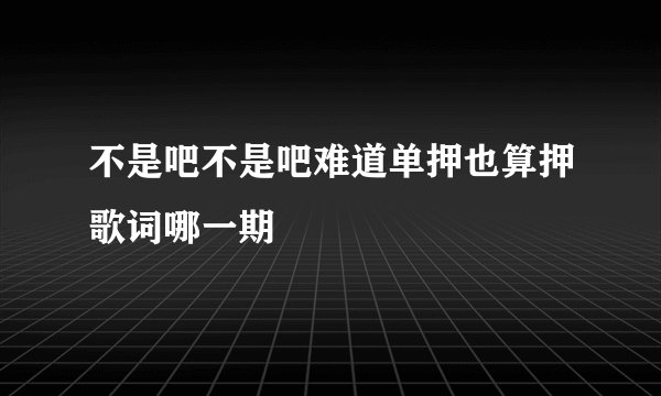 不是吧不是吧难道单押也算押歌词哪一期