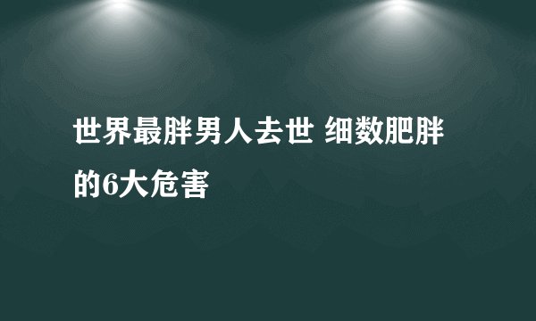 世界最胖男人去世 细数肥胖的6大危害