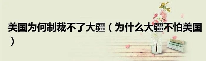 美国为何制裁不了大疆（为什么大疆不怕美国）