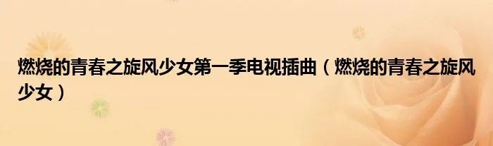 燃烧的青春之旋风少女第一季电视插曲（燃烧的青春之旋风少女）