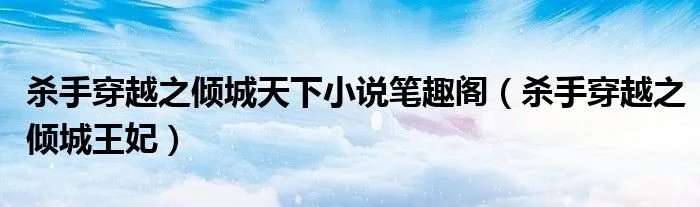 杀手穿越之倾城天下小说笔趣阁（杀手穿越之倾城王妃）