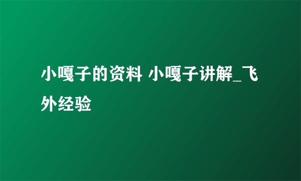 小嘎子的资料 小嘎子讲解_飞外经验