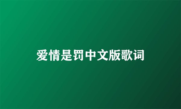 爱情是罚中文版歌词