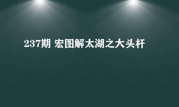 237期 宏图解太湖之大头杆