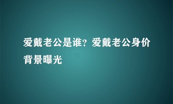 爱戴老公是谁？爱戴老公身价背景曝光