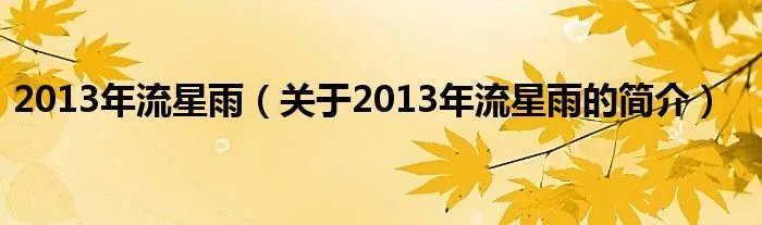 2013年流星雨（关于2013年流星雨的简介）