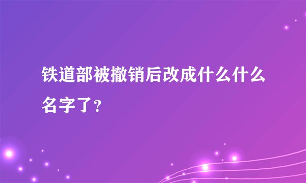 铁道部被撤销后改成什么什么名字了？