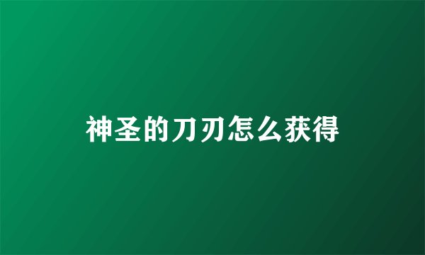 神圣的刀刃怎么获得