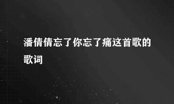 潘倩倩忘了你忘了痛这首歌的歌词