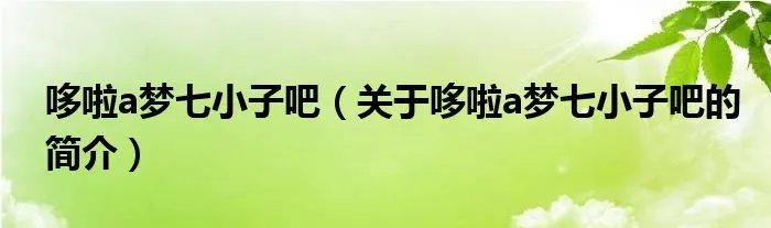 哆啦a梦七小子吧(关于哆啦a梦七小子吧的简介)