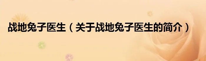 战地兔子医生（关于战地兔子医生的简介）