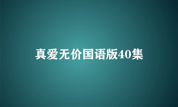 真爱无价国语版40集