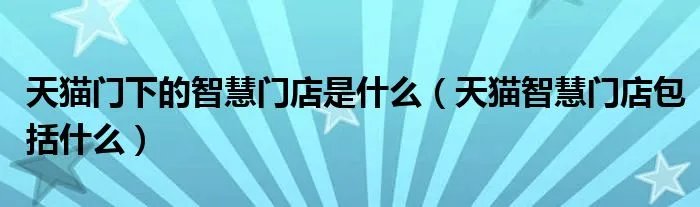 天猫门下的智慧门店是什么（天猫智慧门店包括什么）