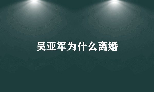 吴亚军为什么离婚
