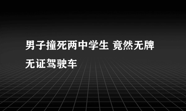 男子撞死两中学生 竟然无牌无证驾驶车