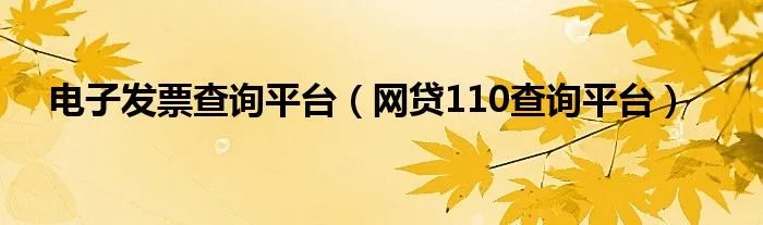电子发票查询平台（网贷110查询平台）