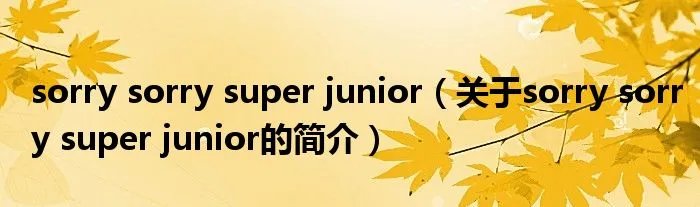 sorry sorry super junior（关于sorry sorry super junior的简介）