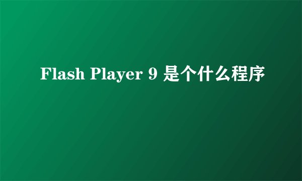 Flash Player 9 是个什么程序