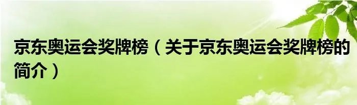 京东奥运会奖牌榜（关于京东奥运会奖牌榜的简介）