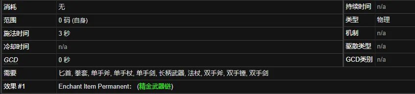 魔兽世界精金武器链有什么用