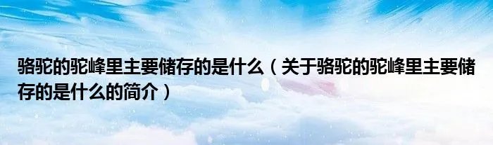骆驼的驼峰里主要储存的是什么（关于骆驼的驼峰里主要储存的是什么的简介）