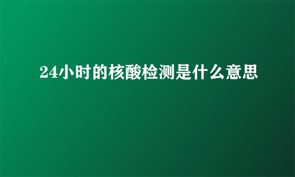 24小时的核酸检测是什么意思