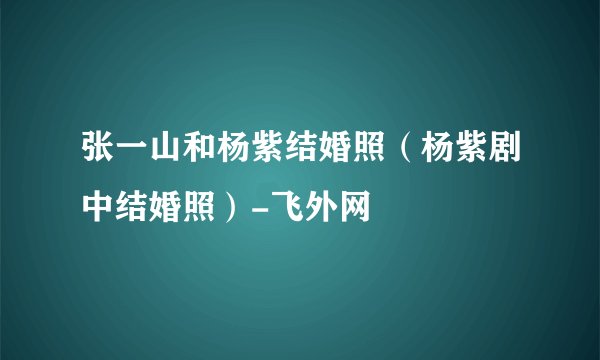 张一山和杨紫结婚照（杨紫剧中结婚照）-飞外网