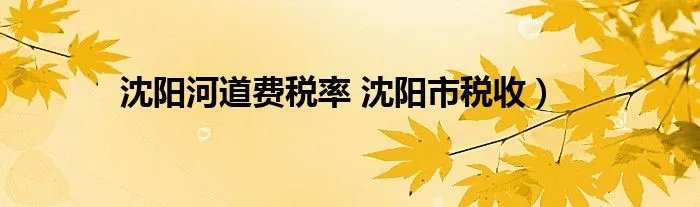 沈阳河道费税率 沈阳市税收）