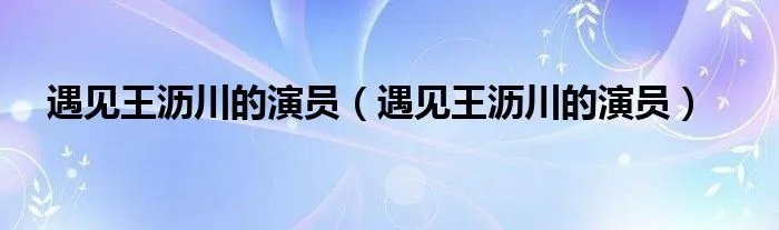 遇见王沥川的演员（遇见王沥川的演员）