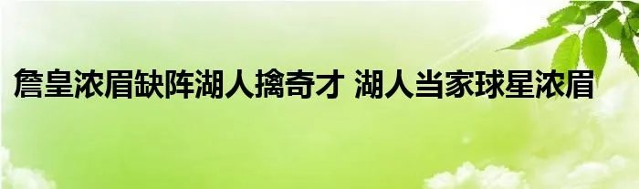 詹皇浓眉缺阵湖人擒奇才 湖人当家球星浓眉