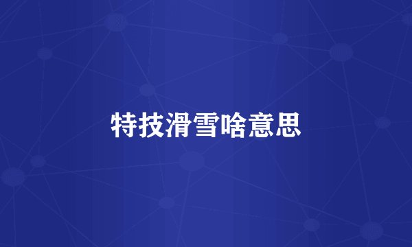 特技滑雪啥意思