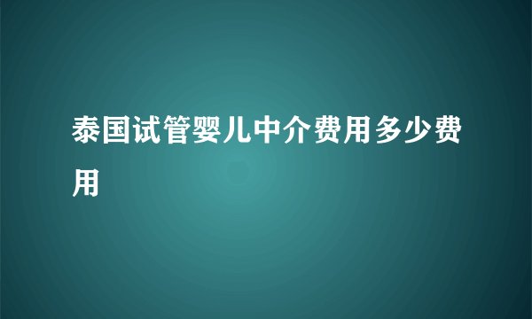 泰国试管婴儿中介费用多少费用