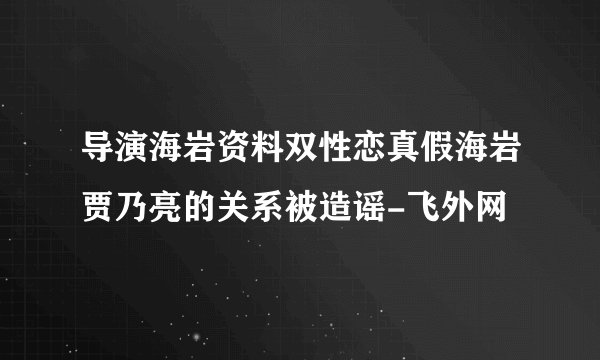 导演海岩资料双性恋真假海岩贾乃亮的关系被造谣-飞外网