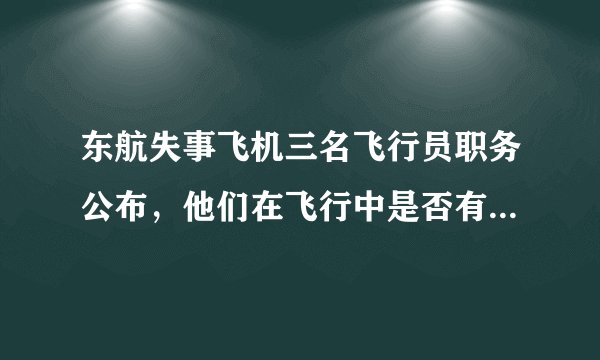 东航失事飞机三名飞行员职务公布，他们在飞行中是否有重大失误？