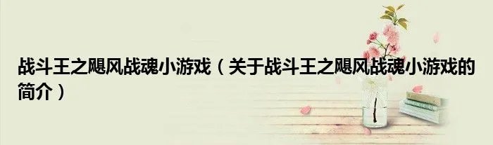 战斗王之飓风战魂小游戏（关于战斗王之飓风战魂小游戏的简介）
