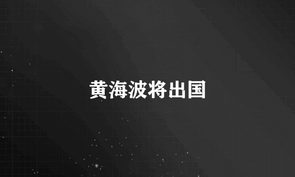 黄海波将出国
