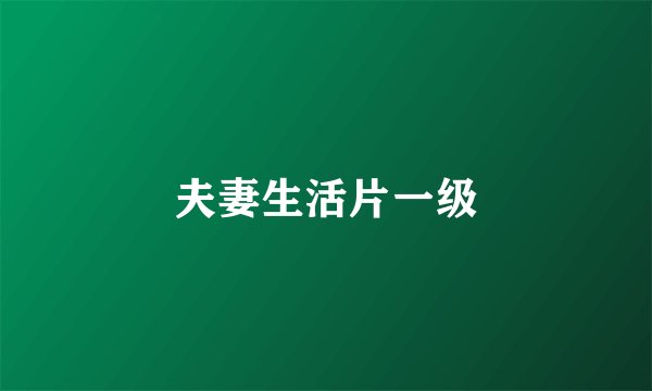 夫妻生活片一级