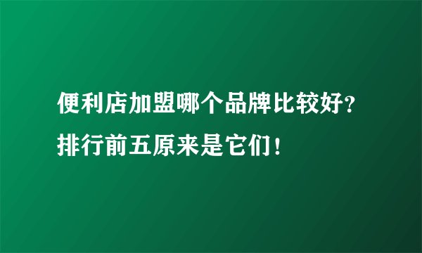 便利店加盟哪个品牌比较好？排行前五原来是它们！
