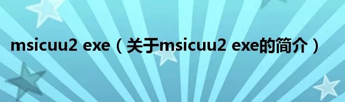 msicuu2 exe（关于msicuu2 exe的简介）