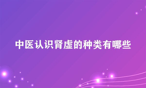 中医认识肾虚的种类有哪些