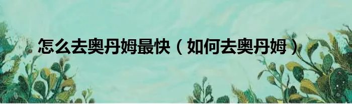 怎么去奥丹姆最快（如何去奥丹姆）
