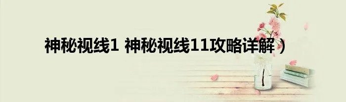 神秘视线1 神秘视线11攻略详解）