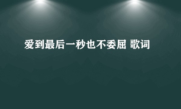 爱到最后一秒也不委屈 歌词