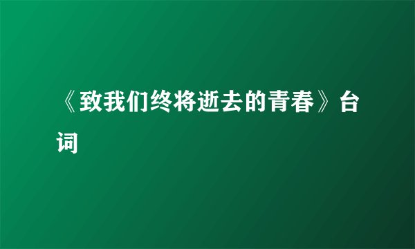 《致我们终将逝去的青春》台词