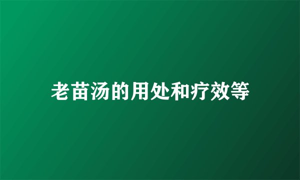 老苗汤的用处和疗效等