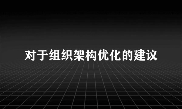 对于组织架构优化的建议