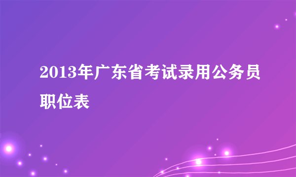 2013年广东省考试录用公务员职位表